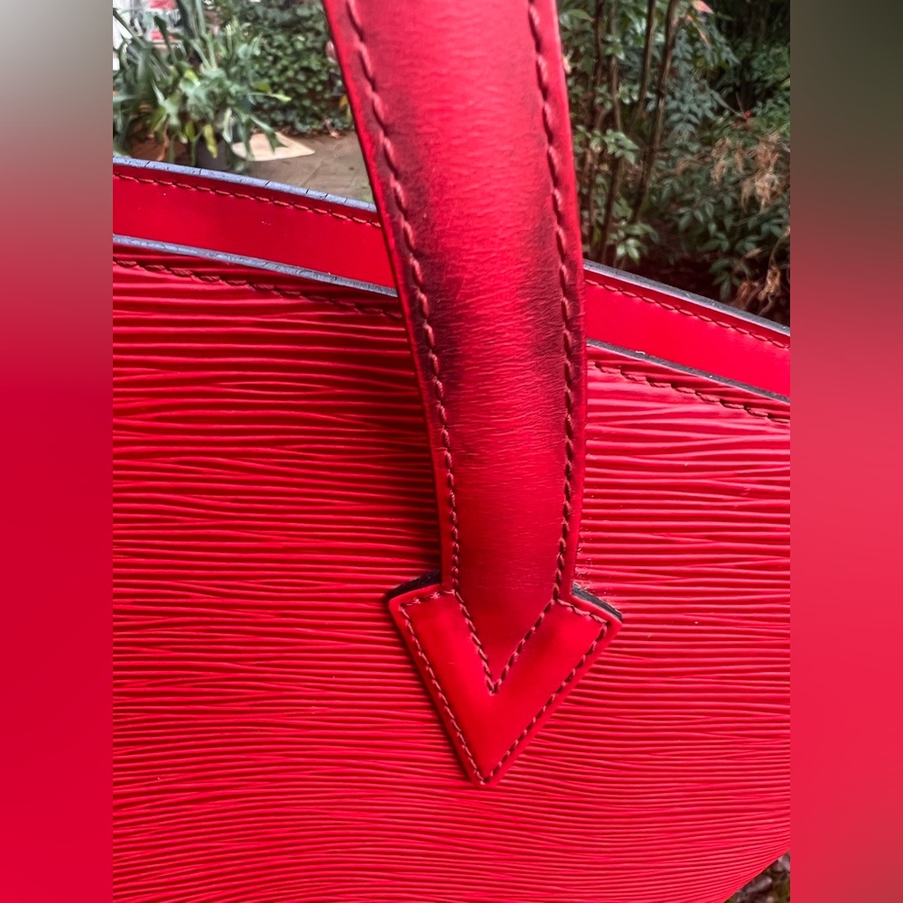 Authentic Louis Vuitton St-Jacques PM Red Epi Leather Shoulder Bag w/ Dust Bag - Picture 12 of 16
